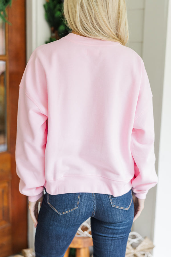 So Merry Pink Embroidered Sweatshirt