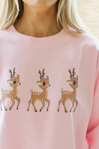 Oh Deer Pink Graphic Sweatshirt