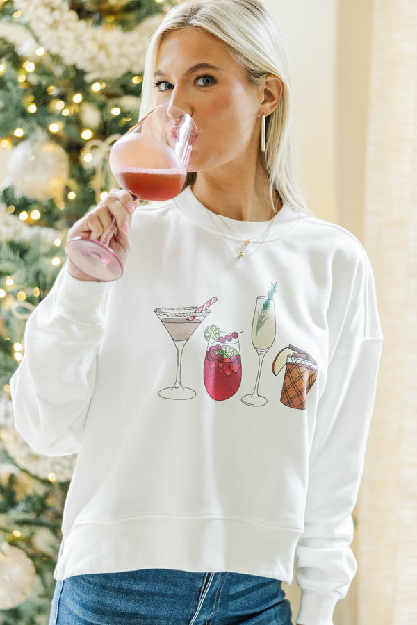 Making Spirits Bright White Graphic Sweatshirt