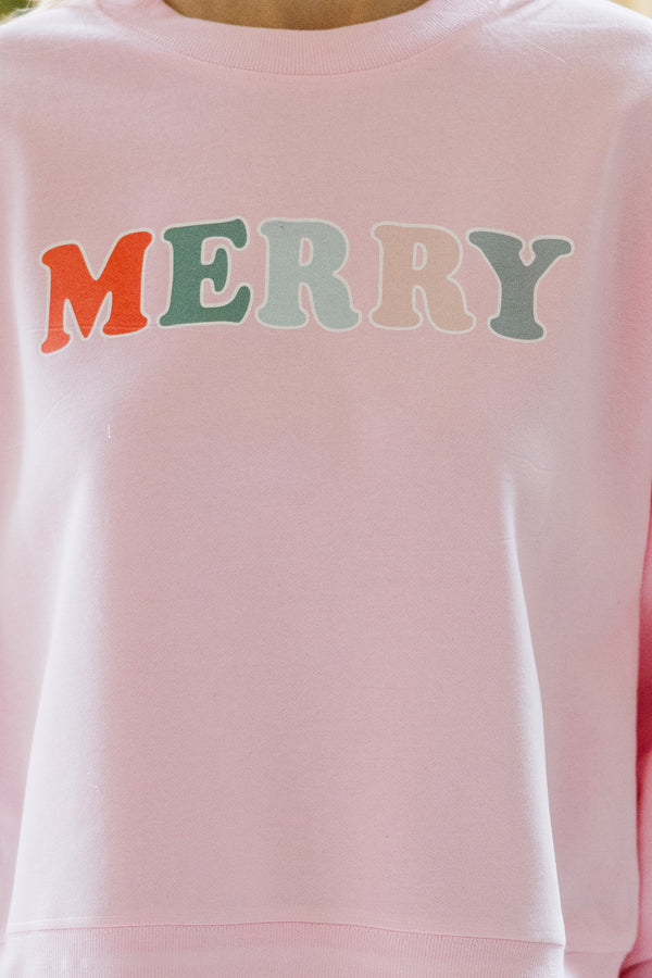 Very Merry Pink Graphic Sweatshirt