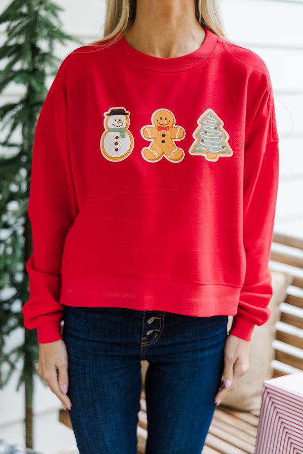 Christmas Cookie Red Graphic Sweatshirt