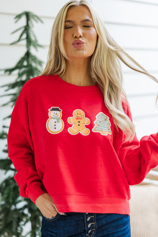 Christmas Cookie Red Graphic Sweatshirt