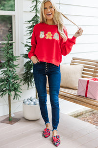 Christmas Cookie Red Graphic Sweatshirt