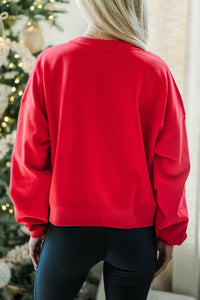 Deck The Halls Red Graphic Sweatshirt