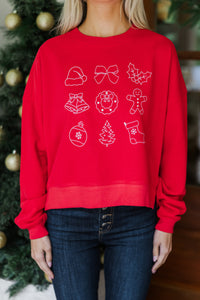 Christmas Icons Red Graphic Sweatshirt