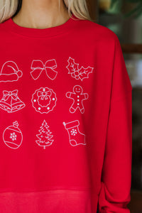 Christmas Icons Red Graphic Sweatshirt