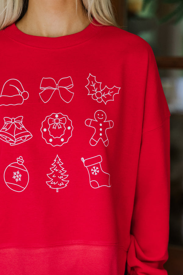 Christmas Icons Red Graphic Sweatshirt