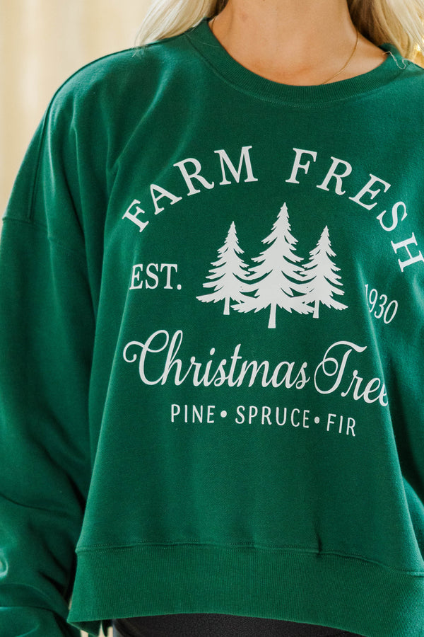 Farm Fresh Christmas Trees Emerald Graphic Sweatshirt