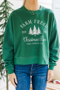 Farm Fresh Christmas Trees Emerald Graphic Sweatshirt