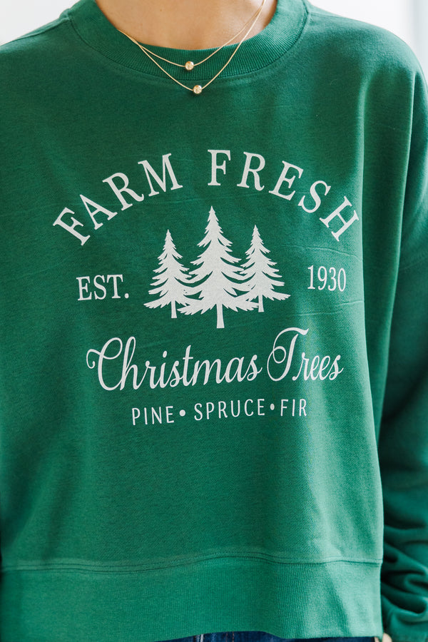 Farm Fresh Christmas Trees Emerald Graphic Sweatshirt