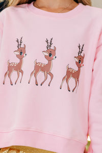 Girls: Oh Deer Pink Graphic Sweatshirt