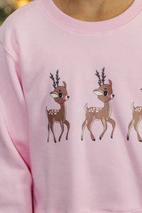 Girls: Oh Deer Pink Graphic Sweatshirt