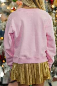 Girls: Oh Deer Pink Graphic Sweatshirt