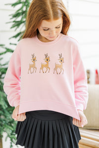 Girls: Oh Deer Pink Graphic Sweatshirt