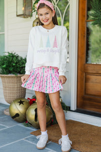 Girls: Merry + Bright White Graphic Sweatshirt
