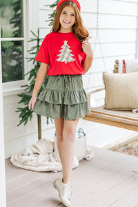 Girls: Deck The Halls Red Graphic Tee