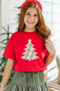 Girls: Deck The Halls Red Graphic Tee