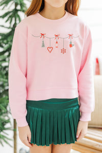 Girls: Twas The Night Pink Graphic Sweatshirt