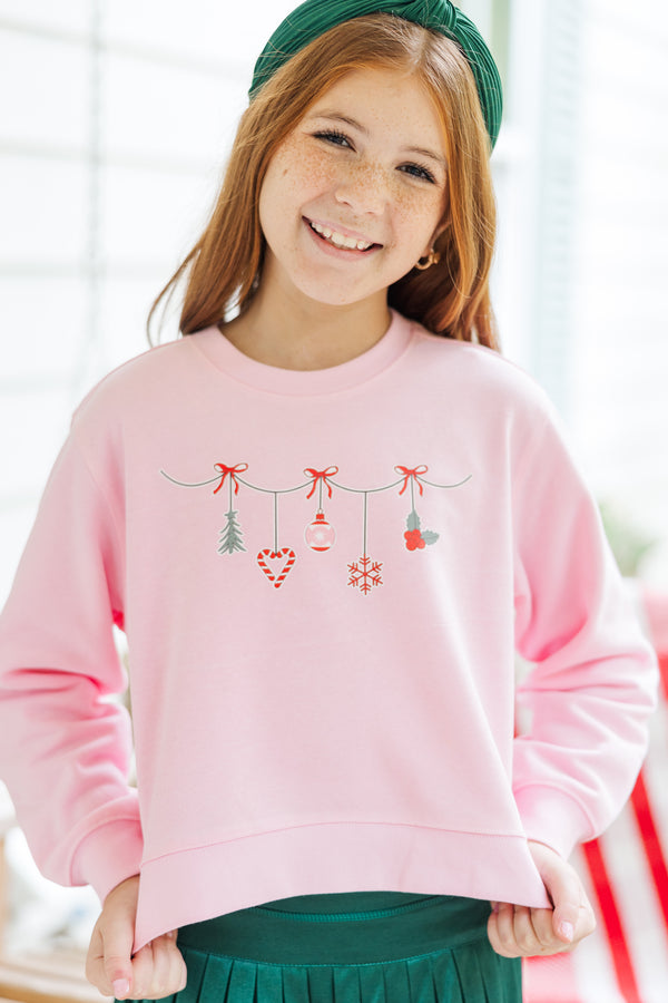 Girls: Twas The Night Pink Graphic Sweatshirt