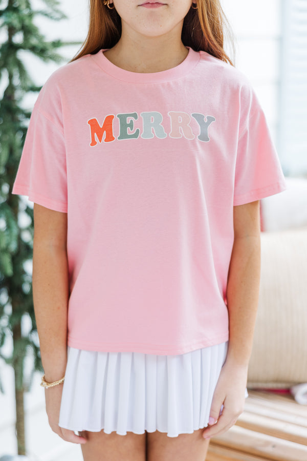 Girls: Very Merry Pink Graphic Tee