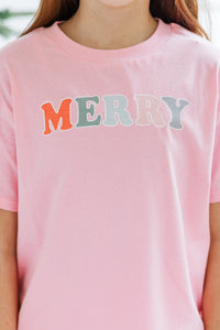 Girls: Very Merry Pink Graphic Tee