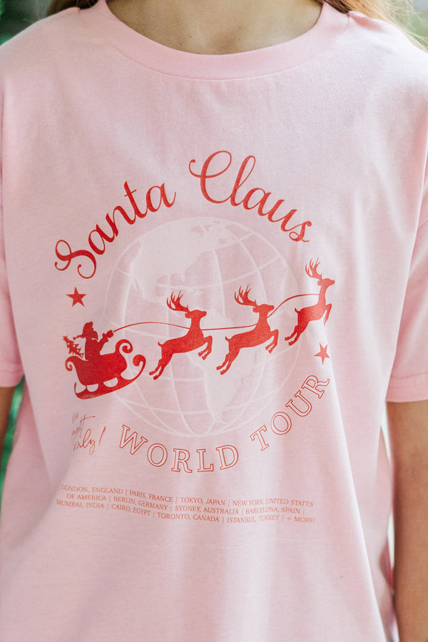 Girls: Santa's World Tour Pink Graphic Tee