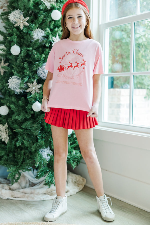 Girls: Santa's World Tour Pink Graphic Tee