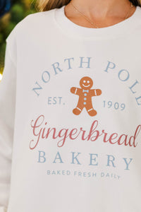 Girls: North Pole Bakery White Graphic Sweatshirt