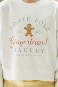 Girls: North Pole Bakery White Graphic Sweatshirt