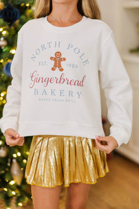 Girls: North Pole Bakery White Graphic Sweatshirt