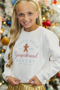 Girls: North Pole Bakery White Graphic Sweatshirt