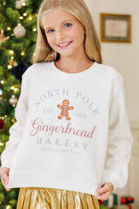 Girls: North Pole Bakery White Graphic Sweatshirt