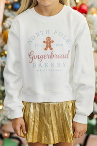 Girls: North Pole Bakery White Graphic Sweatshirt