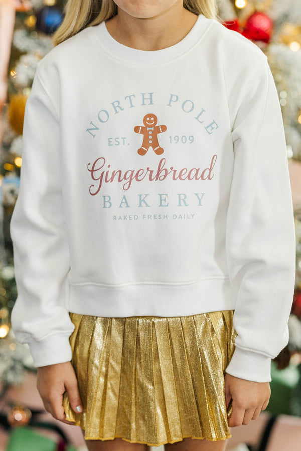 Girls: North Pole Bakery White Graphic Sweatshirt