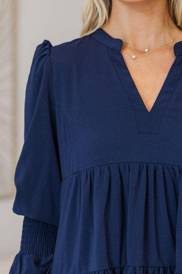 NURSING COLLECTION: In Your Happy Place Navy Blue Dress