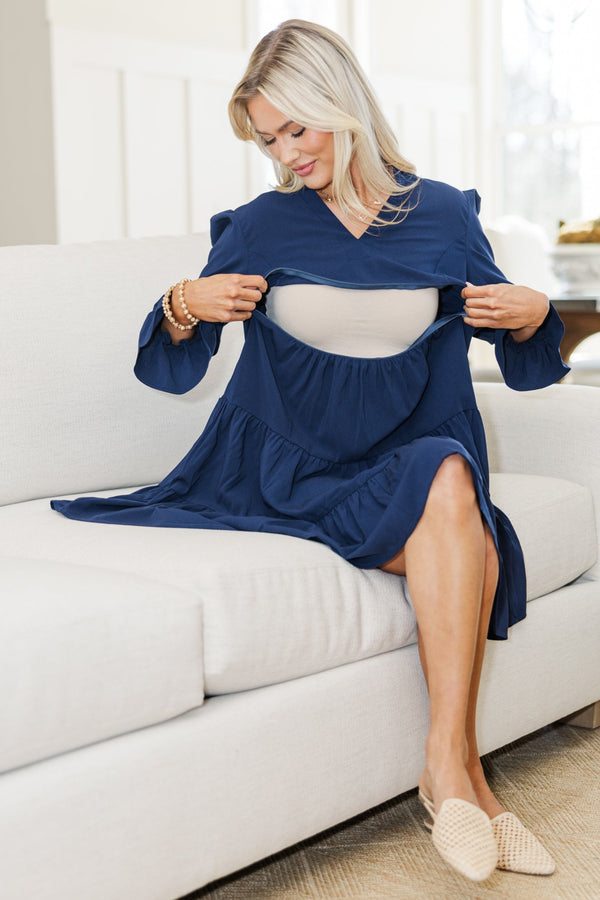 NURSING COLLECTION: In Your Happy Place Navy Blue Dress