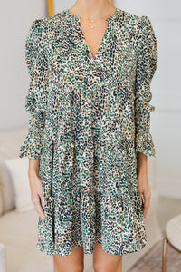 NURSING COLLECTION: In Your Happy Place Olive Green Leopard Dress