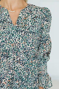 NURSING COLLECTION: In Your Happy Place Olive Green Leopard Dress