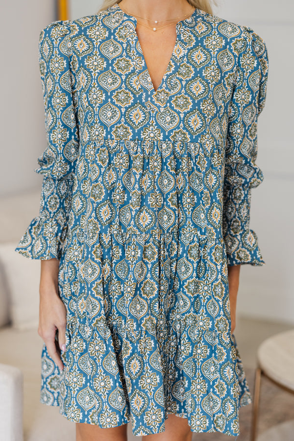 NURSING COLLECTION: In Your Happy Place Teal Medallion Print Dress