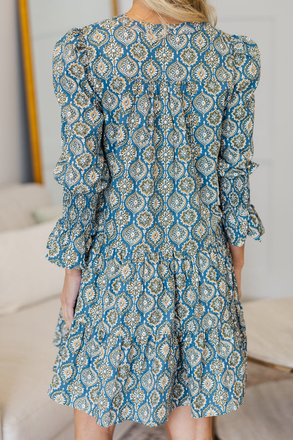 NURSING COLLECTION: In Your Happy Place Teal Medallion Print Dress