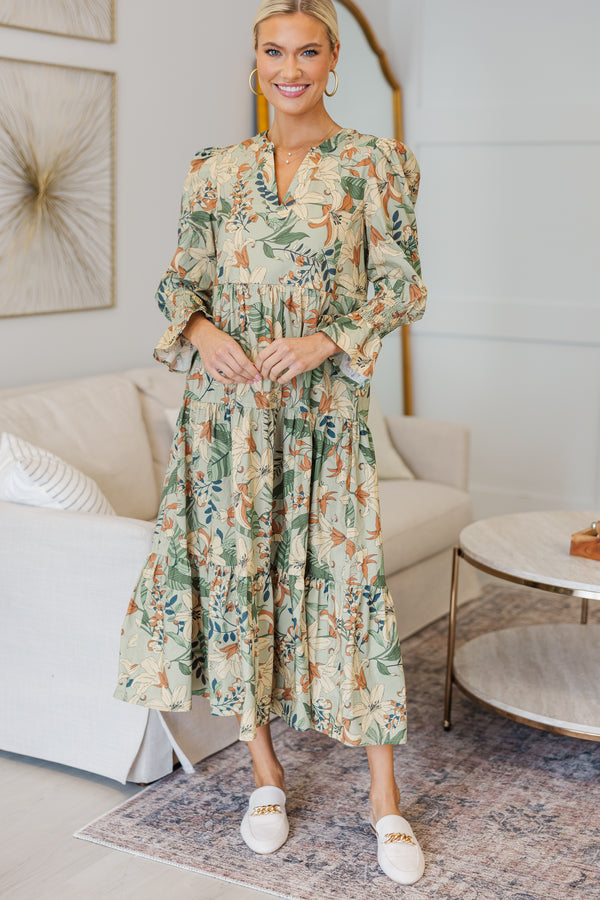 NURSING COLLECTION: What A Surprise Sage Floral Midi Dress, Small - The Mint Julep Boutique | Women's Boutique Clothing NURSING COLLECTION: What A Surprise Sage Floral Midi Dress, Small - The Mint Julep Boutique | Women's Boutique Clothing
