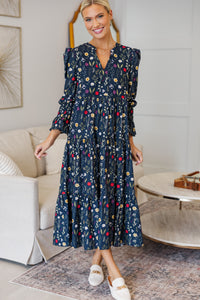 NURSING COLLECTION: What A Surprise Navy Floral Midi Dress