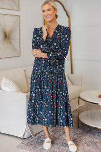 NURSING COLLECTION: What A Surprise Navy Floral Midi Dress