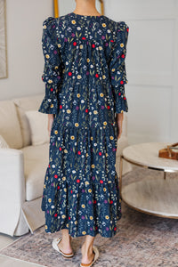 NURSING COLLECTION: What A Surprise Navy Floral Midi Dress