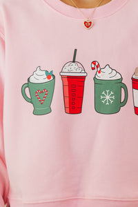 Girls: Cup Of Cheer Pink Graphic Sweatshirt