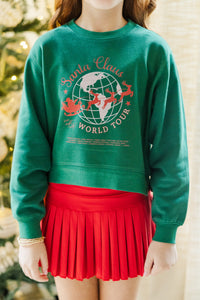 Girls: Santa's World Tour Emerald Graphic Sweatshirt