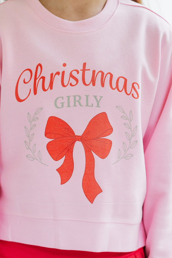 Girls: Christmas Girly Pink Graphic Sweatshirt