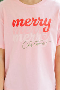 Girls: Be Merry Pink Graphic Tee