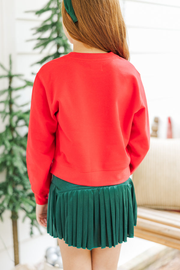 Girls: All Things Christmas Red Graphic Sweatshirt