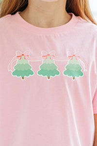 Girls: Girly Christmas Pink Graphic Tee